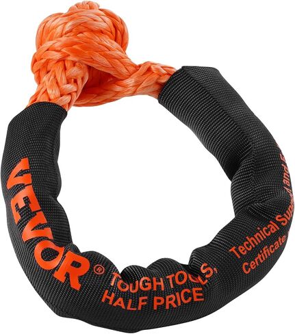 VEVOR 2-Pack Synthetic Soft Shackle, 1/2" x 22" - 44,092 lbs (20 Ton) Breaking Strength, Heavy Duty Recovery Tow Shackles with Extra Sleeves & Storage Bag for UTV,ATV,Trucks,Off-Road Vehicles,Orange in Kuwait