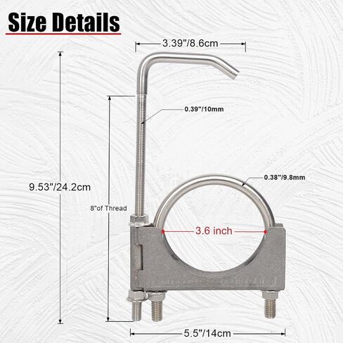 Heavy Duty 3-1/2 Inch Stainless Exhaust Clamp with Hanger Rod for Universal 3.5" Exhaust Pipes in Saudi Arabia