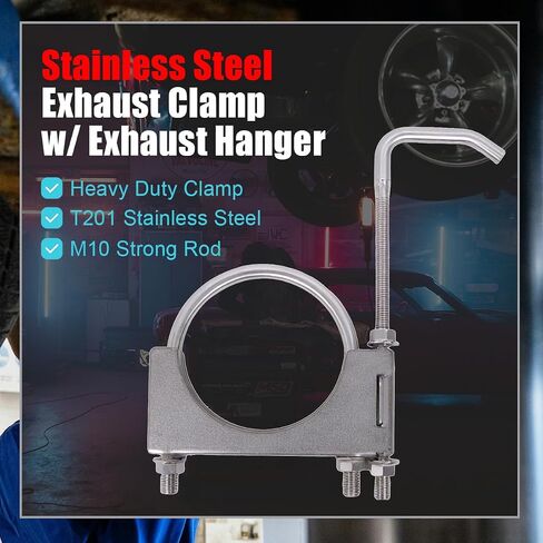 Heavy Duty 3-1/2 Inch Stainless Exhaust Clamp with Hanger Rod for Universal 3.5" Exhaust Pipes in Saudi Arabia