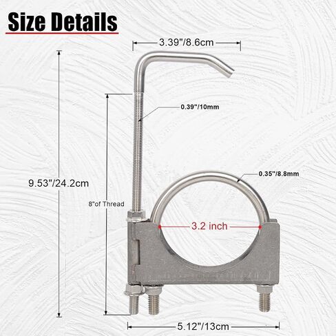 Heavy Duty 3-1/2 Inch Stainless Exhaust Clamp with Hanger Rod for Universal 3.5" Exhaust Pipes in Saudi Arabia