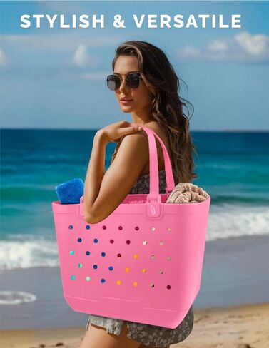 Beach Tote Bag XL size – Waterproof Tip Proof Rubber Tote for Travel, Pool, Groceries Sports & more in Kuwait