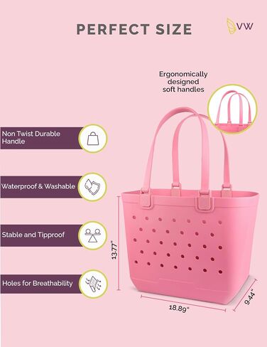 Beach Tote Bag XL size – Waterproof Tip Proof Rubber Tote for Travel, Pool, Groceries Sports & more in Kuwait