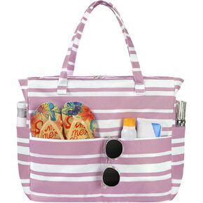 Beach Bags for Women Waterproof Sandproof Women Tote Bag, Large Beach Bag with Zipper for Gym Travel Vocation