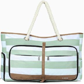 Beach Bag for Women - 35L Large Tote Bag, Waterproof & Sandproof, Zippered Carry On Bag for Pool, Beach & Travel