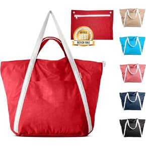 Packable Beach Bag Waterproof Sandproof - Lightweight & Foldable Travel Tote for Summer, Pool, Boat, Vacation, Gym