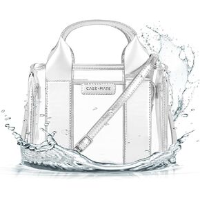 Case-Mate Soap Bubble Micro Tote Bag for Women - Iridescent Mini Purse with Jacquard Crossbody Strap - Small Handbag - Water-Resistant Clear Tote Bag for Keys, Phone, Wallet and Sunglasses