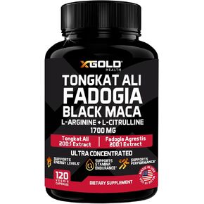 X Gold Health Tongkat Ali ، Fadogia Agrestis ، Black Maca ، L-Arginine & L-Citrulline: تعزيز الطاقة ، الحيوية ، الأداء ، استرداد العضلات والتوازن-دعم العافية المتميز للرجال والنساء