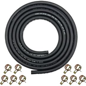 1/4 "خط خرطوم الوقود معرف مضفر مع 10 مشابك أنابيب مطاطية 8 أقدام لمولدات قوارب السيارات (6.4 مم معرف)