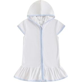 Nituyy Toddler Girls Boys Swim Cover Up Terry Cloth Swimsuit Coverup Wraps Zipper Bathing Suit Pool Beach Poncho Cover-Ups