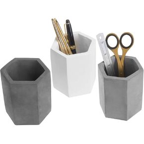 MyGift Modern Gray-Tone Concrete Desktop Pencil Holder Cup and Pen Holder, Office Stationery Organizer, Set of 3 in Kuwait