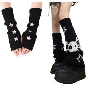 تدفئة ذراع النجوم طباعة جانبين متآكل ساق متدفرة y2k الفتيات اليابانية kawaii harajuku ملحق