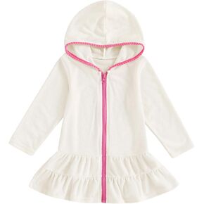 CIYCUIT Toddler Girls Swim Cover Up with Hood and Zipper