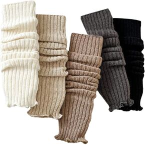 COZYEASE Women's 5 Pair Ribbed Knit Leg Warmers Casual Fashion Comfy Ankle Heap Socks