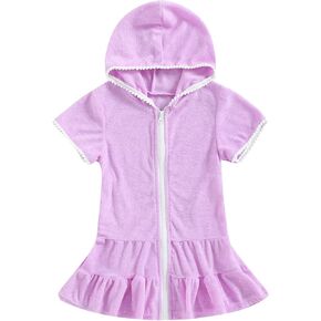 CIYCUIT Toddler Girls Swim Cover Up with Hood and Zipper in Saudi Arabia