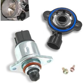 Pack-2 Car Idle Speed Control Valve Sensor + Throttle Position Sensor Kit, Standard Replacement 17113625 17113598, Compatible with GM Buick Cadillac Chevrolet Pontiac (Silver & Black)