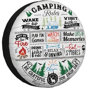 Spare Tire Cover for RV Camper Camping Rules, Weatherproof Universal Wheel Cover for RV Travel Trailer Camper Truck 15inch