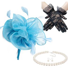 Gionforsy Kentucky Derby Hat Fascinator Veil Headband Pillbox Set for Wedding Tea Party