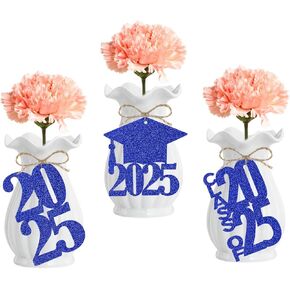 24Pcs Black Glitter 2025 Graduation Cutouts Tags, Class of 2025 Graduation Tags 2025 Cutouts for 2025 Party Table Decorations Black