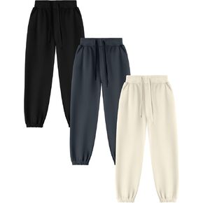 Kissonic 3 Pack Boys Girls Spothpants نشط choggers الأطفال مرنة الخصر السراويل الهروقة الرياضية مع الجيوب الرباط