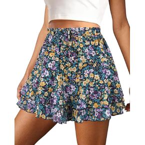 Mini Skirts for Women 2025 Casual Boho Floral Skorts Layered Hem A-Line Tennis Chiffon Shorts