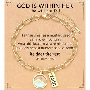 Move Mountains-Gold Mustard Seed Faith Bracelet Catholic Christian Easter Christmas Birthday Gifts for Women Her in Kuwait