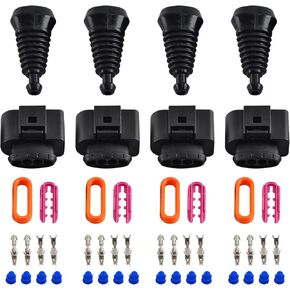 Bevinsee 4pcs Ignition Coil Plug Connector Repair Kit Compatible with Audi A4 A6 A8, Compatible with Volkswagen Golf Jetta Passat Polo Harness plug 1J0998724 1J0973724 8K0973724