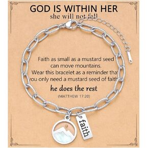 Move Mountains-Gold Mustard Seed Faith Bracelet Catholic Christian Easter Christmas Birthday Gifts for Women Her