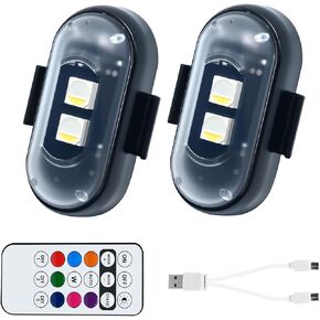 10PCS Wireless LED Lights for car，with Remote Control, high brightness wireless led strobe light 8 Colors USB Charge IP65 Waterproof Anti-Collision for Car Motorcycle Aircraft Bike(10)