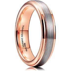 King Will Mens Wedding Band Two Tone Matte Step Edges/Pipe Cut Tungsten Carbide Wedding Ring Set Anniversary Promise Rings Comfort Fit