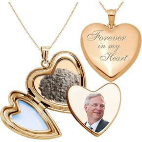 PicturesOnGold.com Cremation Jewelry for Ashes - Forever in My Heart Cremation Locket Necklace - 24MM x 24MM (1 Inch x 1 Inch) - Silver, Gold or Rose Gold.