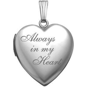 PicturesOnGold.com 14K White Gold Always in My Heart Locket 3/4 Inch X 3/4 Inch in Solid 14K White Gold