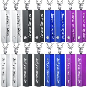weikui 16 Pieces Urn Necklace for Ashes for Human Cremation Jewelry for Ashes Square Small BarKeepsake Pendant for Women Men Loved Ones