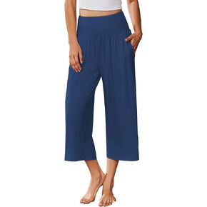ekouaer womens pajama pants واسعة الساق كابري اليوغا سراويل صالة مريحة النوم pj مع جيوب