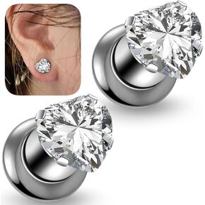 10G 8G 6G 4G 2G 0G 00G F136 Titanium Heart Ear Gauges Screw Fit Flesh Tunnels Plugs Earrings Hypoallergenic Implant Medical Grade Surgical Steel Earring Plugs Piercing Jewelry for Women Men