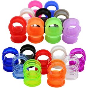 Punktracker 18 أزواج 8G-1 "UV acrylic screw fit tunnels و silicone سميكة مزدوجة مقابس الأذن مثقرة