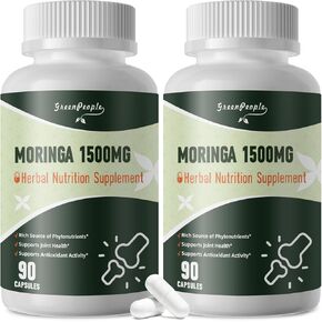 Liposome Moringa Capsules 1500mg - Pure Moringa Powder Activates AMPK & PPAR - 98% High Absorption Natural Superfood for Immune/Gut/Energy/Skin Non - GMO/GMP 180pcs Vegan