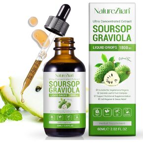 Soursop Graviola Liquid Drops - Soursop Bitters Liquid - Soursop Leaves Extract - Natural Antioxidant - Cell Support & Regeneration - Immune Boost - Relax - Liver and Sleep (1)
