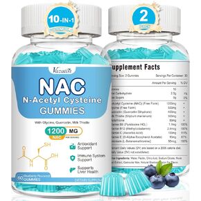 NAC Gummies ، مكملات NAC مع الحليب Thchtle ، السيلينيوم ، B6 ، B12 - مضادات الأكسدة ، الدعم المناعي - N أسيتيل سيستين 600 ملغ لكل جيم - شهري إمداد