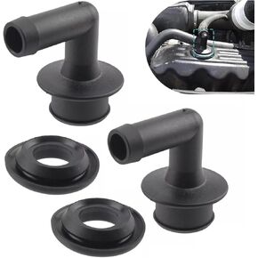 2 PCS Automotive Vent Valve Elbow and Gasket Set, Pressure Regulator PCV Valve Elbow Kit, Replacement 53013360AA 53030497 02946079 2946079, Compatible with Jeep (Black)