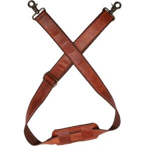 Adjustable 60-Inch Genuine Leather Shoulder Strap – Vintage Brown Replacement with Padded Comfort & Durable Metal Swivel Hooks for Briefcase, Messenger, Duffel & Laptop Bags