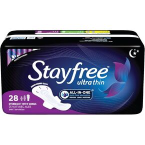 Stayfree Ultra Thin 28 Count Overnight With Wings (2 Pack)