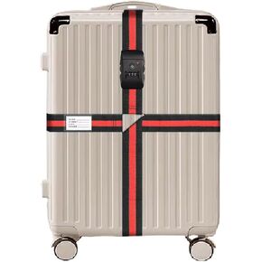 حزام أمتعة سفر تعديل حزام التعبئة مع قفل مجموعة TSA (Red+Black 2 Pack)