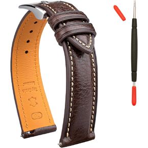 حزام جلدي إيطالي من الجلد الإيطالي Tuscany Tucsable Top Leative Leather Strap الأصلي ، 16 مم 18 مم 19 ملم 20 مم 21 مم 22 مم XL XL XXL نطاقات مشاهدة للرجال والنساء سميكة وذات