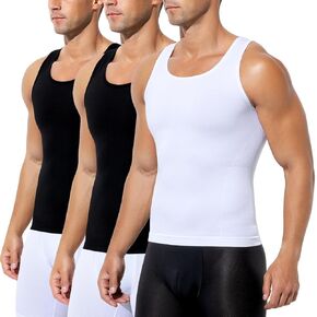 Arjen Kroos 3 Pack Mens Compression Tank Top Shirts Athletic Undershirt Body Shaper Tummy Control Shirt for Men