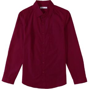 Tronjori Boys Long Sleeve Button Down Casual Woven Dress Shirt Uniform School