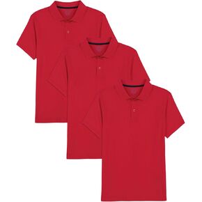 Boys' School Uniform Short Sleeve Soft Jersey Polo, Multipack