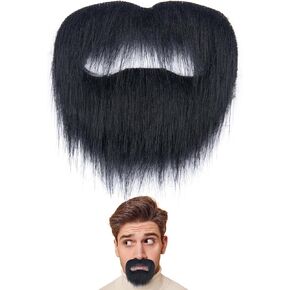Fake Mustache for Men Classic Halloween Self Adhesive Fake Circle Beard Stick On False Facial Hair