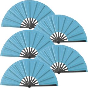 Oncpcare 10 Pcs Boots on The Ground Hand Fan Bulk, Folding Popping Clacking Fans for Line Dancing (Black)