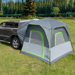 JOYTUTUS Dual-Use SUV Tent, SUV Tents for Camping with Rainfly, Strong Four Steel Frame Poles, 4-6 Person Car Tent with Ventilated Double Door Design, Movie Screen, Fit for SUV CUV Van