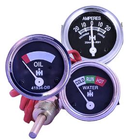 2inch 52 مم مجموعة مقياس ثلاثية - ضغط الزيت ، مقياس الإمانات ودرجة حرارة الماء - يناسب Farmall H ، M ، Super A ، 140 ، Super C ، Super M ، 300 ، 560 ، 400 ، Cub Tractors | أجزاء الجرار IH (1947-1954)